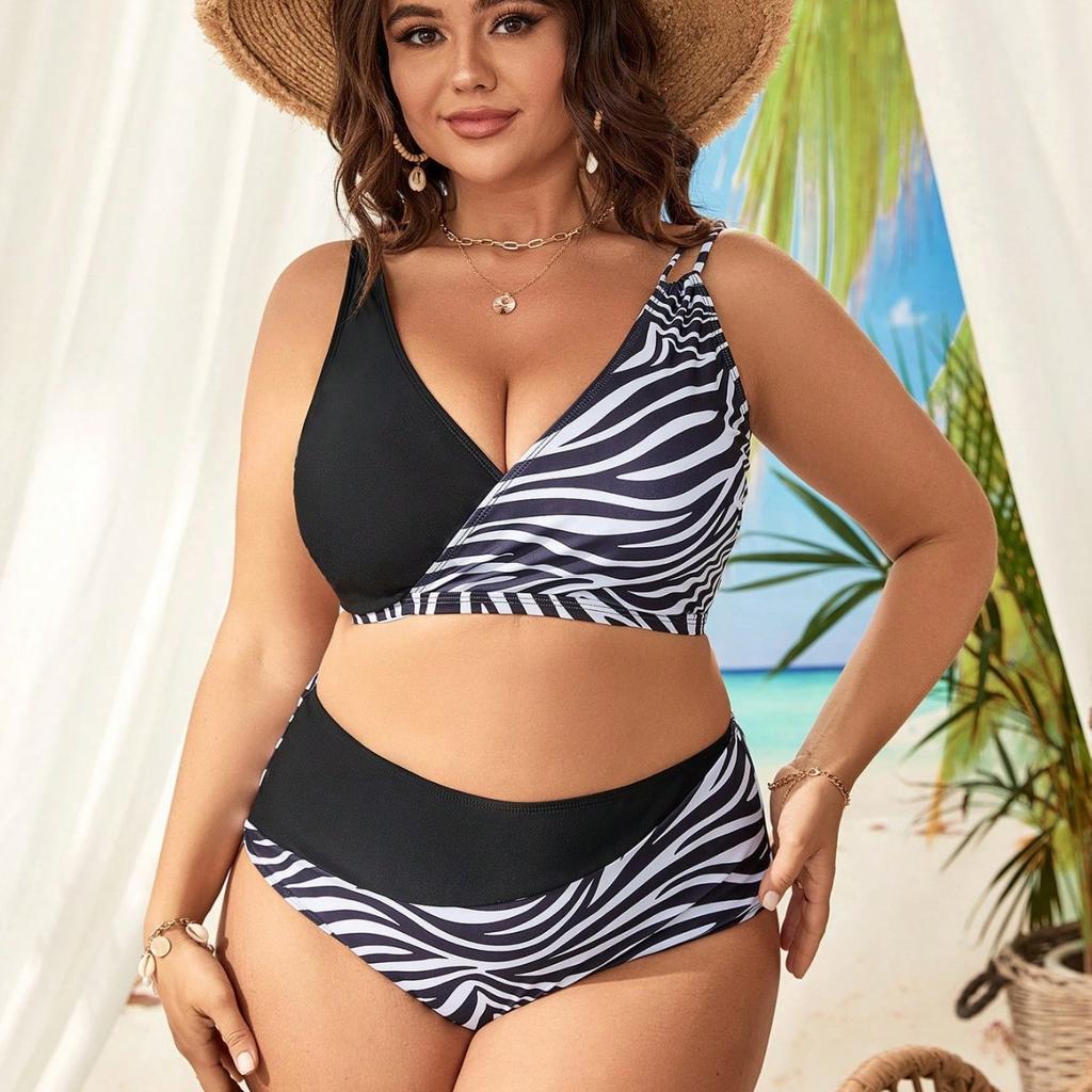 Bikini New Sexy Suit Costumul de baie Split Costum de baie cu imprimeu alb-negru