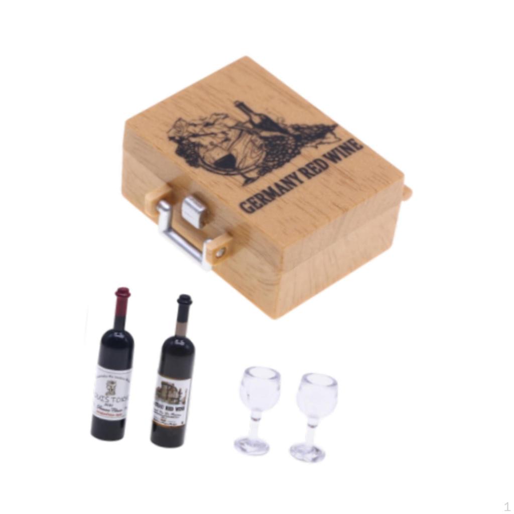 Bottles And Goblets for Dollhouse Decoration with Case