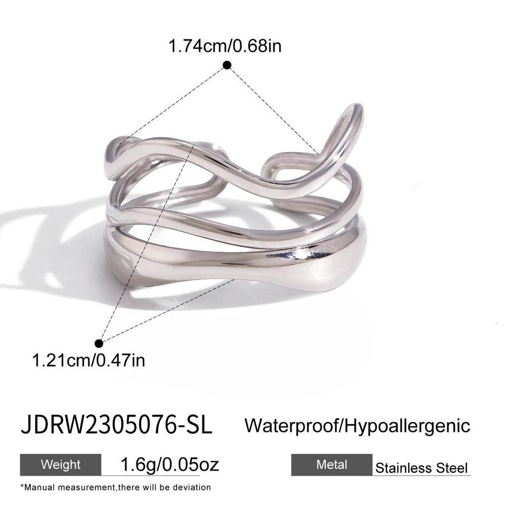 Jieding Stainless Steel Exaggerated Ring - High-end Irregular Design for Women, European and American Style