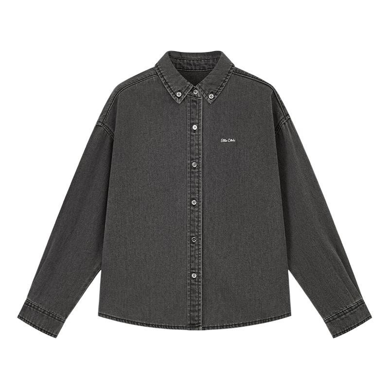 ELLE KIDS Girls Washed Denim Long Sleeve Shirt 140