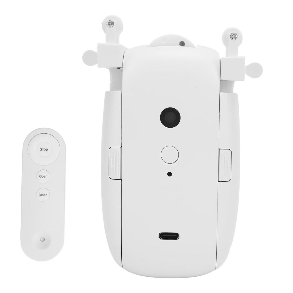 Smart Automatic Curtain Opener, Type C Charging Electric Curtain Opener with Remote Control, Silent Mode, Fits Roman Rod T Rail U Rail, for Bedroom, L