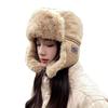 Vintage Inner Plush Trapper Hat for Teens Adult Windproof Winter Hat Thicken Earflap Hat Keep Warm Skiing Cycling Hat
