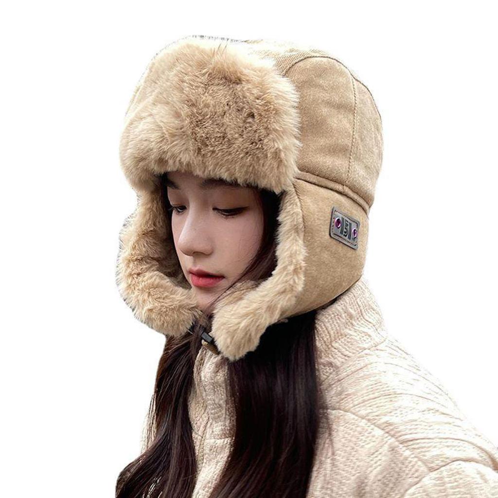 Vintage Inner Plush Trapper Hat for Teens Adult Windproof Winter Hat Thicken Earflap Hat Keep Warm Skiing Cycling Hat