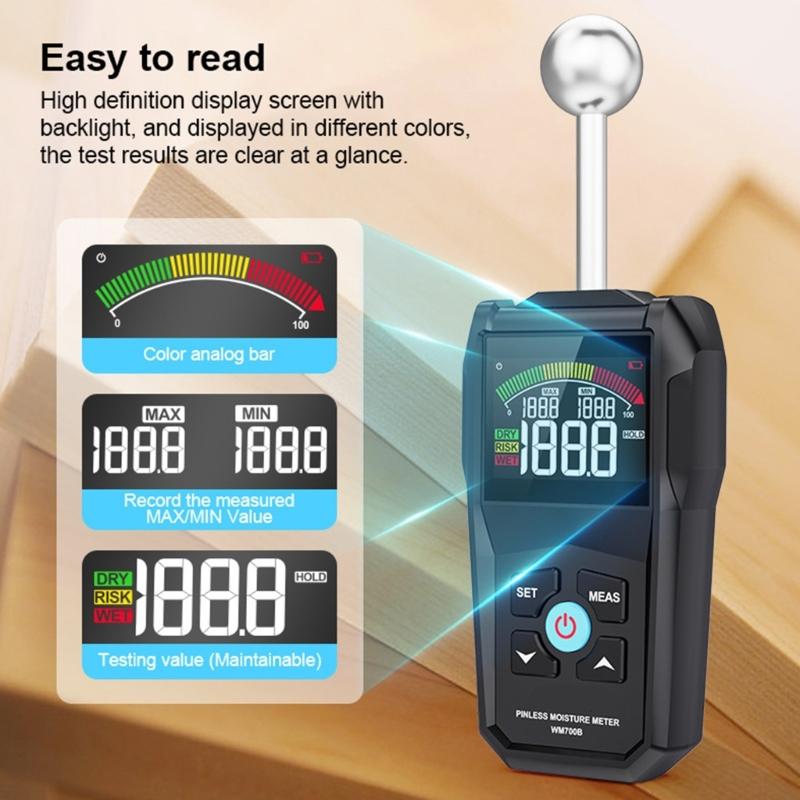 NonInvasive Humidity Detectors Moisture Meter Analyzers For Wood Surfaces Wall Masonry Featuring Auto Calibration