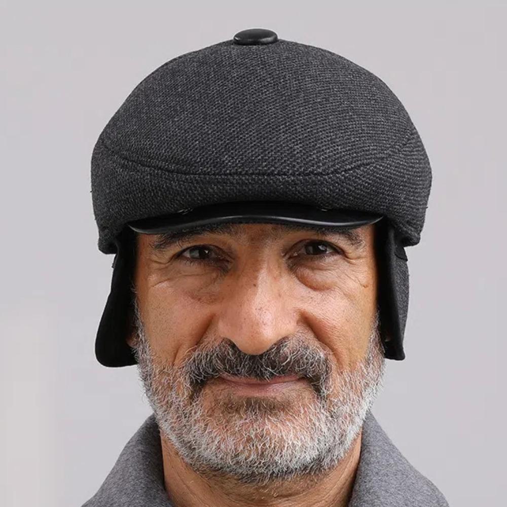 Middle Age Earflap Cap With Ear Flap Flat Caps Quality Men Berets  Men