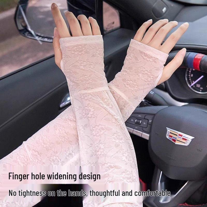 Stylish Women's Ice Silk Sun Protection Lace Sleeves