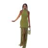 Niche Designer Dress with Tassel Hem and Halter Neck, Backless Dress, 2025 Autumn New Model, Cross-Border European and American Style