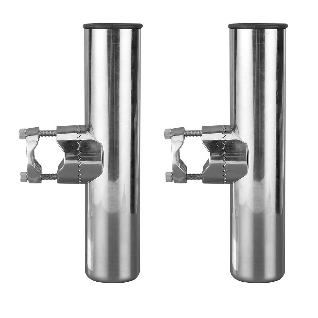 2 Stück Edelstahl-Angelrutenhalter für Schienen 1 Zoll bis 1 1/4 Zoll Schienenmontage Stangenhalterung