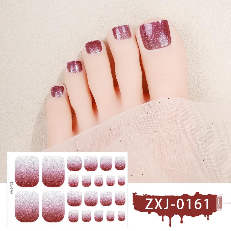 Y2K Glitter Toe Nail Stickers - Waterproof Solid Color for Summer Nail Art