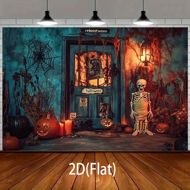Halloween skeleton and pumpkin background fabric suitable for indoor/outdoor parties birthdays tailgate celebrations