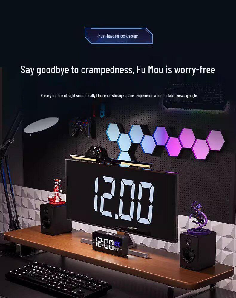 Desktop Monitor Riser Stand & Storage Shelf for E-sports or Office Desk Display