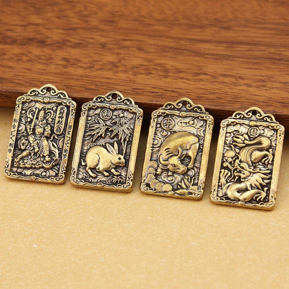 Zodiac Metal Fengshui Pendant Brass Gourd Brass Gourd Money Keychain  Gift