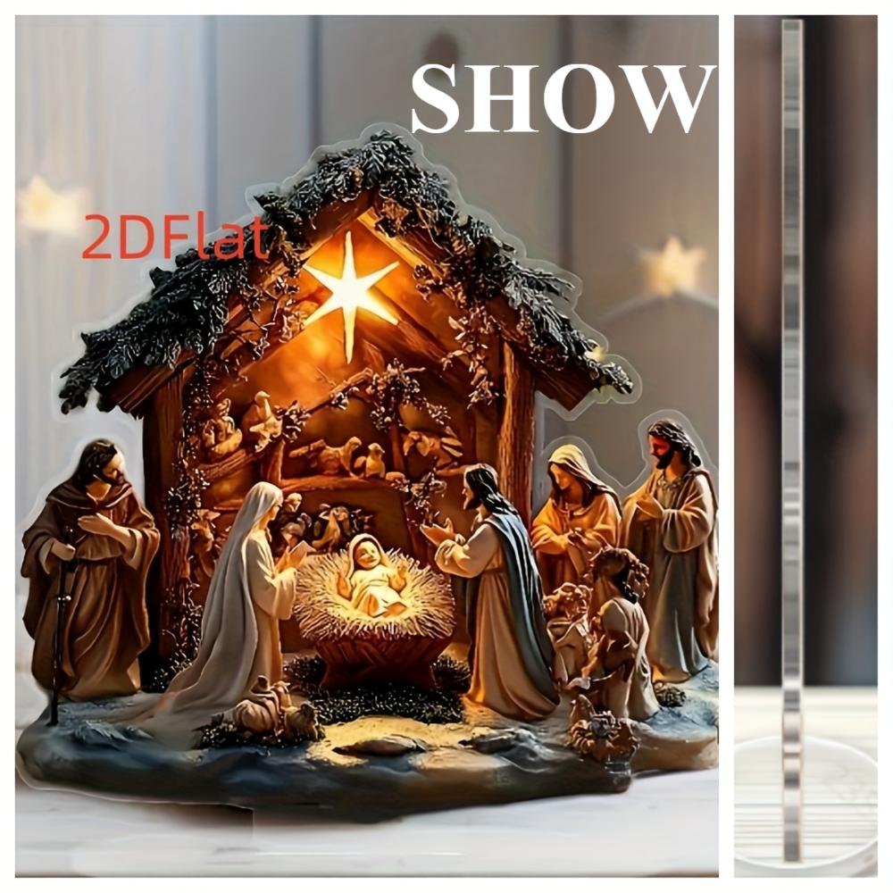 2D Flat Ornaments, Christmas Scene Decorations, Nativity Scenes for Homes, Offices and Bookstores - Multifunctional Holiday Table Decorations,