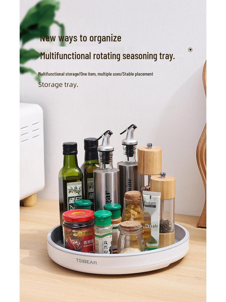 Rotating Kitchen Organizer Rack for Condiments and Sauces