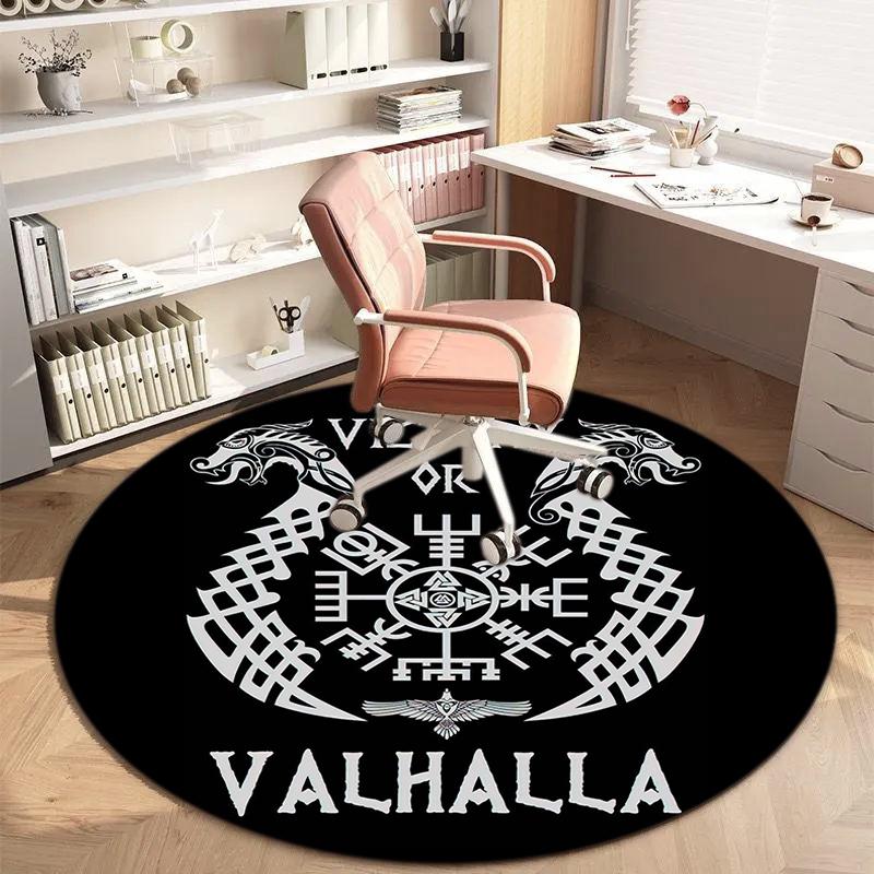 1Pc Viking theme Printed circular carpet, home door mat, outdoor travel protection carpet A1