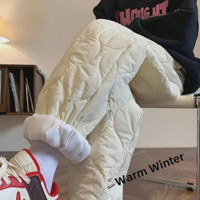 Pantalon d'hiver matelassé en coton et duvet pour femme: Résistant au froid jusqu'à -40°C, Coupe ample, Pantalon de survêtement de sport coupe-vent et chaud