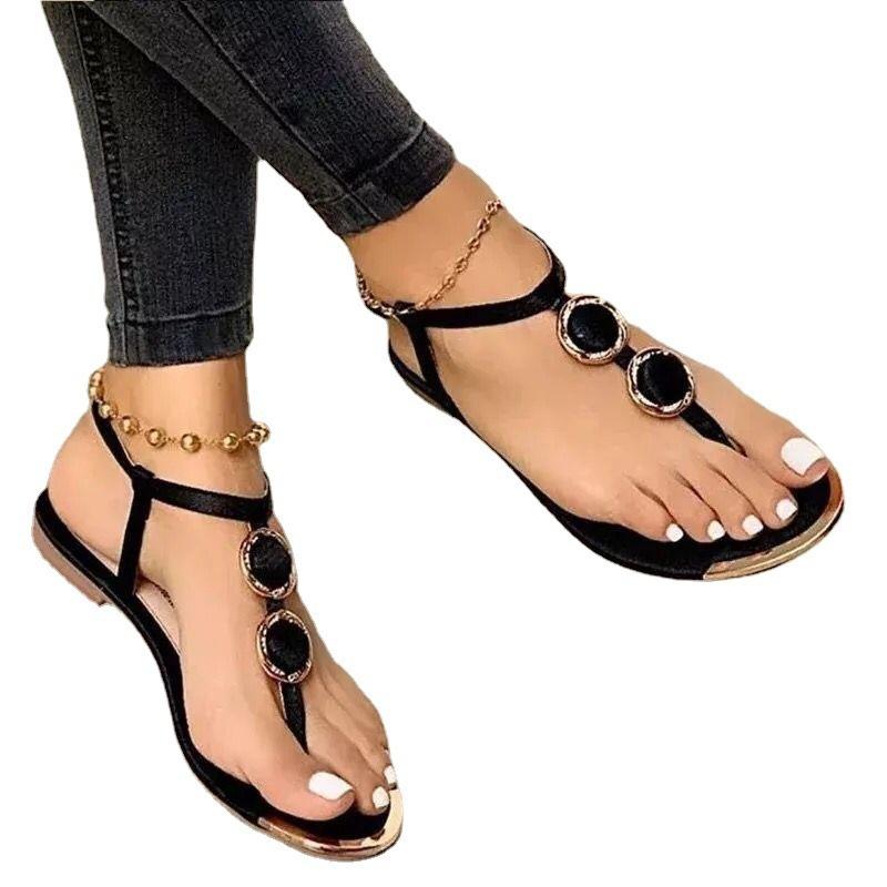 Summer new wish casual flat beaded toe beach sandals women-4nals