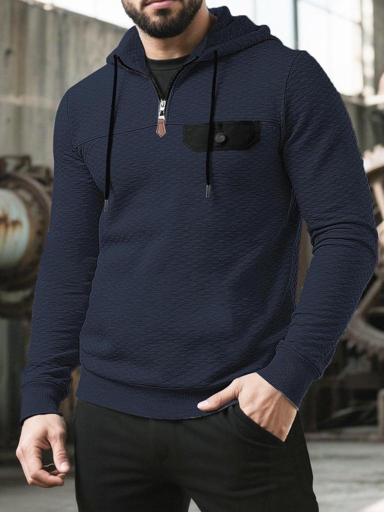 Men's Trendy Loose Stand Collar Hoodie Sports Top