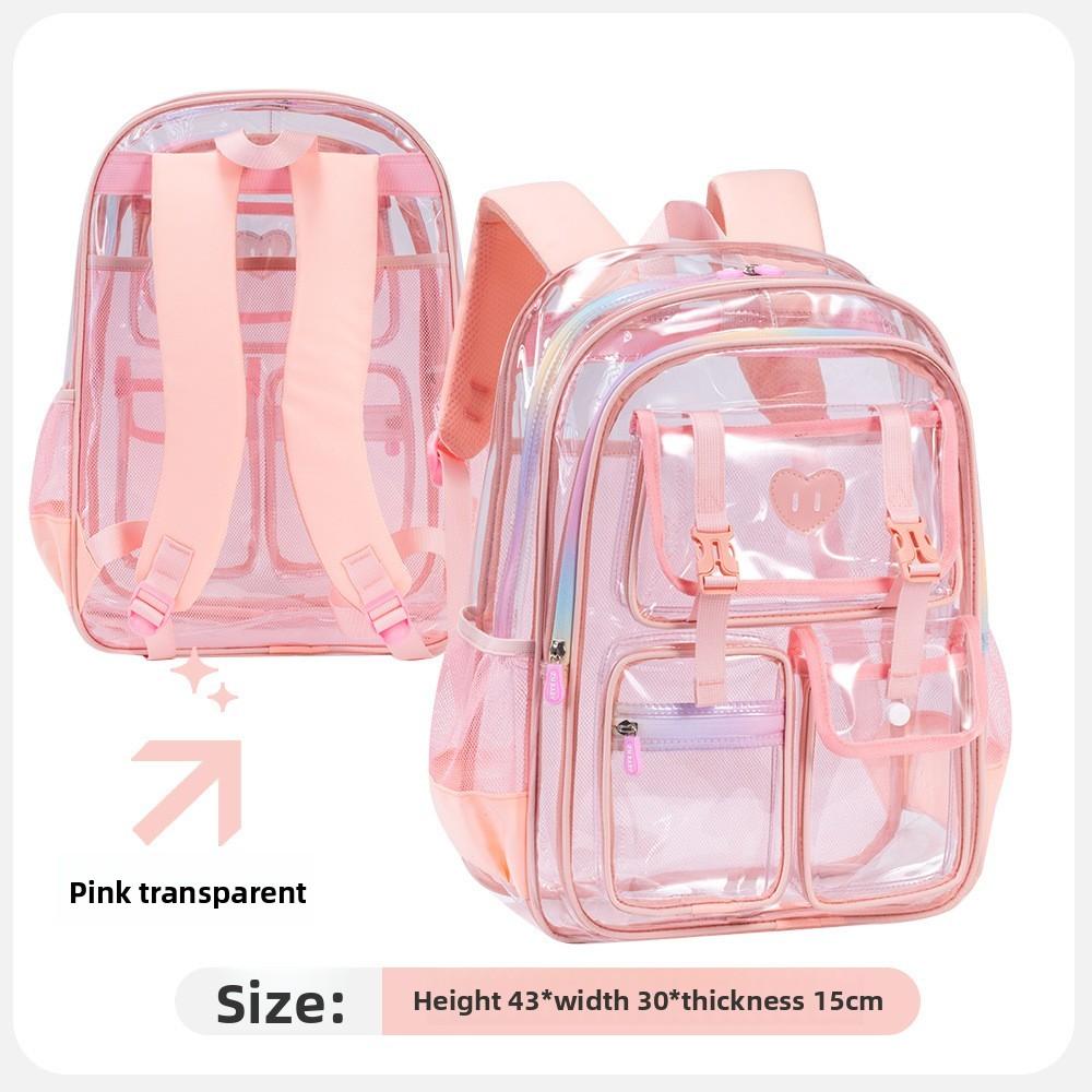 Transparent Jelly Backpack For Girls And Boys Pvc School Bag With Large Capacity For Kids And Teens