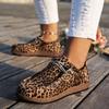Women's Leopard Print Sneakers - Lightweight Lace-Up Shoes with Cushioned PU Sole, Everyday Casual Shoes for Women, All-Season Fashion Footwear