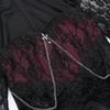 GMXIA Patchwork Dark Style Dress Sexy Slim-fit Wrap Hip Slit Lace Sleeves Feature Skirt