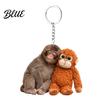 Handmade Monkey Keyring Keychain 2D Acrylic Cute Holding Plush Toy Accessory Hanging Pendant for Backpack Purse Car Keys Aceessory Everyday Use
