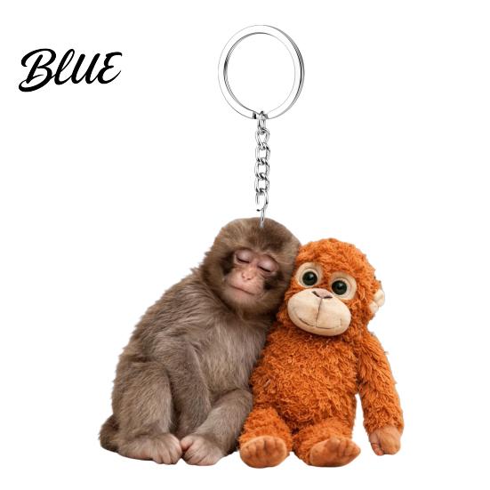 Handmade Monkey Keyring Keychain 2D Acrylic Cute Holding Plush Toy Accessory Hanging Pendant for Backpack Purse Car Keys Aceessory Everyday Use