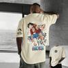 Monkey D Luffy One Piece TShirt Men Summer Battle Pose Character Graphic Short Sleeve Streetwear Loose Fit Anime Fan Tee