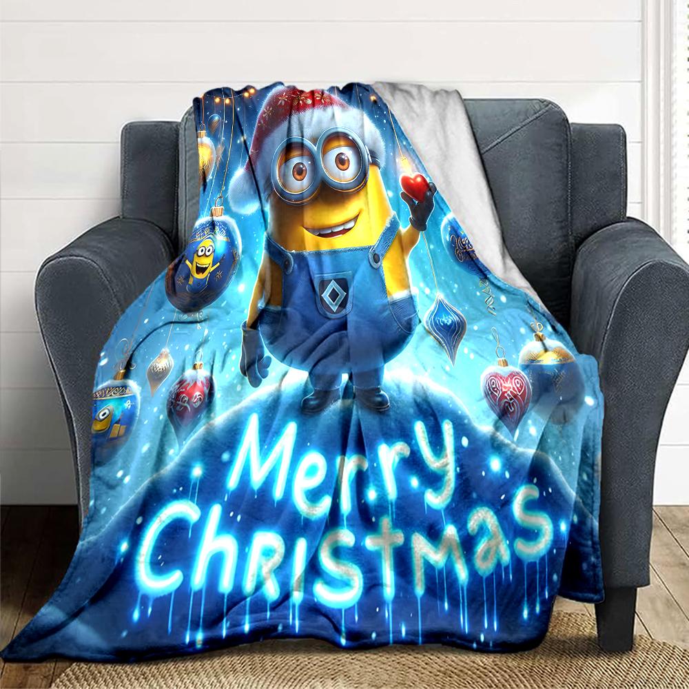1Pc Christmas Minions Celebration Blanket Soft Throw Blanket For Home Bedroom Bed Sofa Travel Office Solid Christmas Blanket