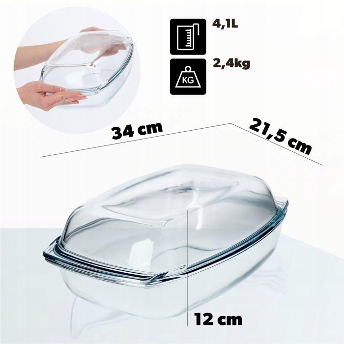 Plat à four - KADAX - Rectangulaire - Verre résistant à la chaleur - 4,1 L - Compatible lave-vaisselle