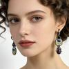 2Pcs Asymmetric Tulip Flower Dangle Earrings Vintage Silver Tone Enamel  Drop Earrings For Women Bohemian Party Jewelry