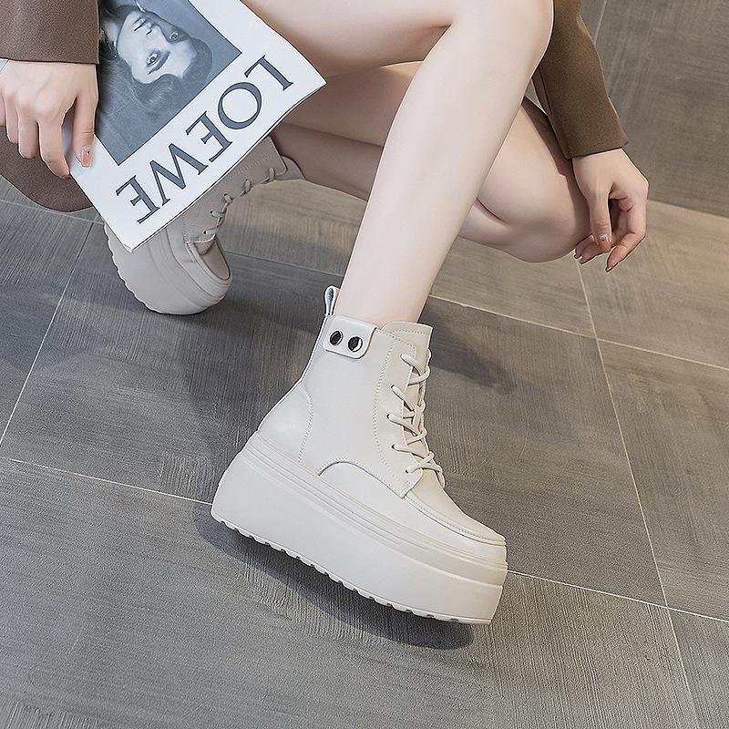 Autumn and Winter New Women's Medium-top Thick-soled Muffin Shoes Women's 2025 New Candy Color Round Head Fashion Simple Pure
