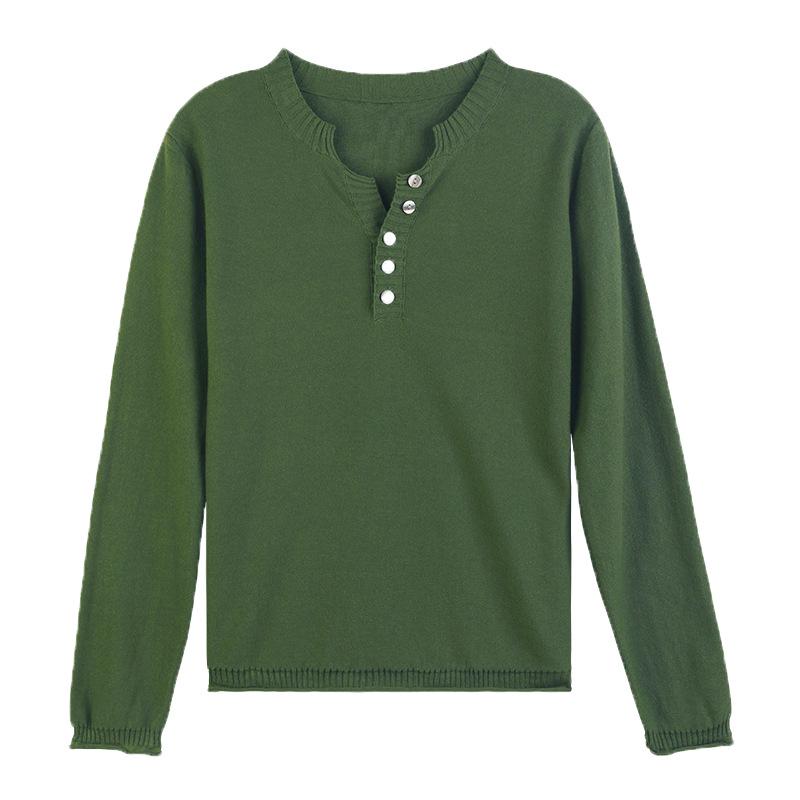 Women's Pure Cotton V-Neck Knitwear: Autumn/Winter Loose Casual Base Layer Sweater