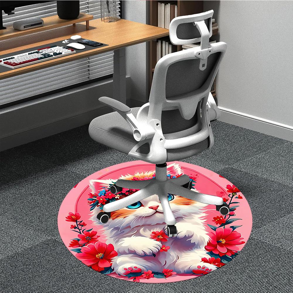 

1pc Floral Cat Chair Carpet for Office, Non-slip, Soft and Durable Office Rug for Decoration, Perfect for Office yy260325100 80cm by 80cm