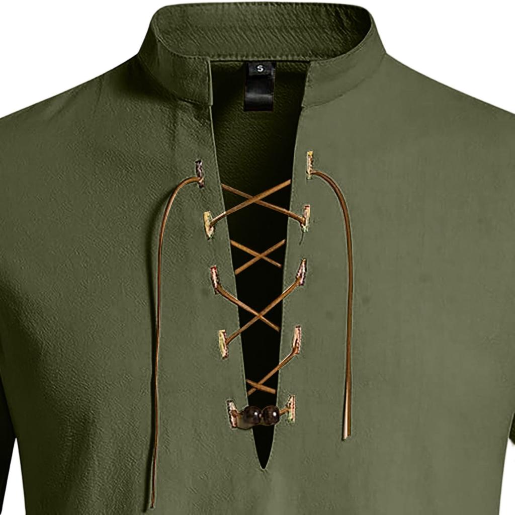 Men's Casual And Fashionable Cotton And Linen Solid Color Round-neck Long-sleeved