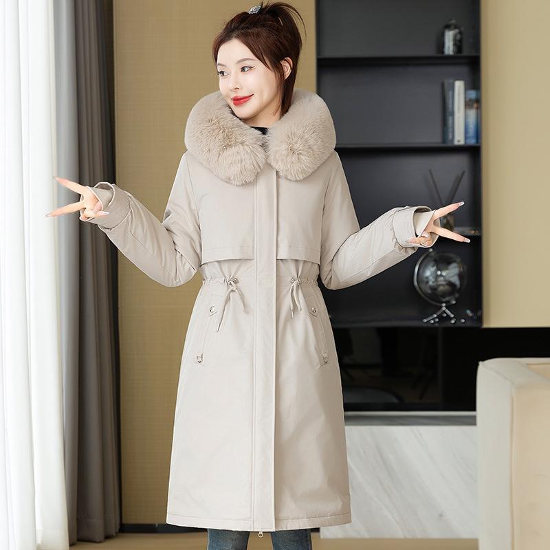 Winter New Cotton-padded Clothes, Hooded Removable Fur Collar Cotton Clothes, One Dress and Three Wear Versatile Women's Coats