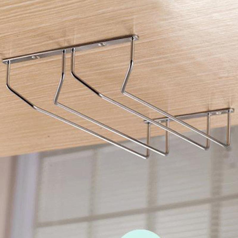 1 Pcs 1-5 Rows Stainless Steel Wall Mount Stemware Wine Glass Hanging Rack Holder Shelf