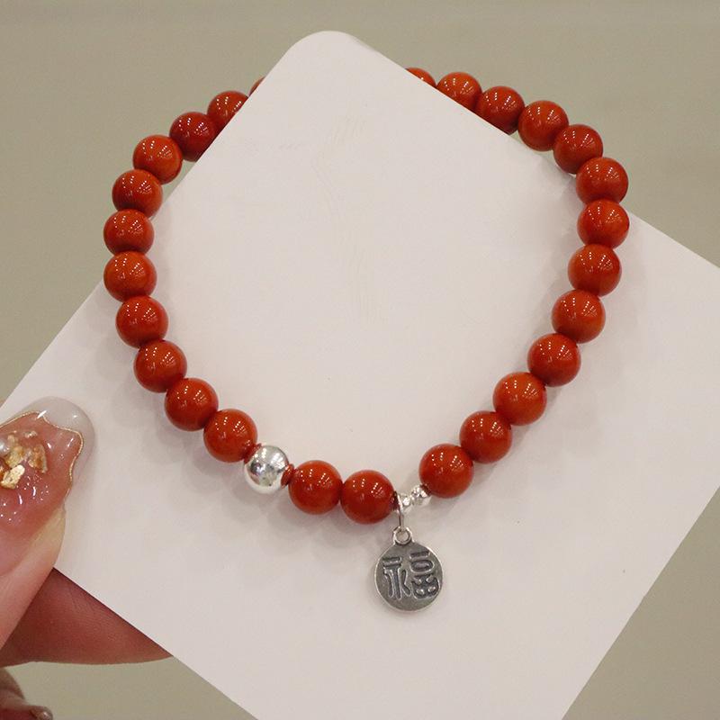Natural Nanhong agate silver pendant braceletfashion women daily jewelry gift