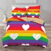 LGBT Rainbow Pride Striped Duvet Cover Set Full King Size,love Is Love Hearts Rainbow Bedding Sets,soft Colorful Comforter Cover