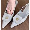 2025 Summer New French Style Beautiful Temperament Versatile Light Mouth High Heels Fairy Style Pointed Head Thin Heel Sandals Female