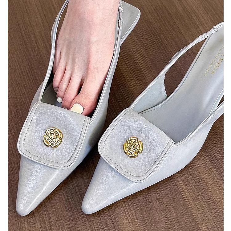 2025 summer new French style beautiful temperament versatile light mouth high heels fairy style pointed head thin heel sandals female