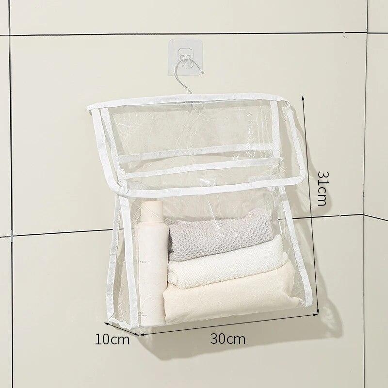 1pc Waterproof Hanging Bathroom Bag Mobile Phone Clothing Storage Bag Cosmetic Storage Bag Transparent Wash Bag