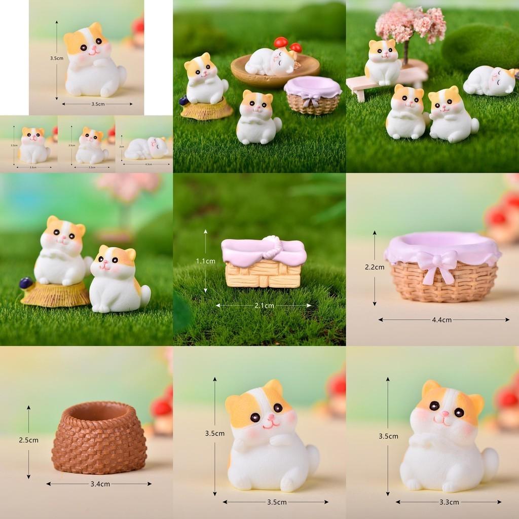 Entzückende getigerte Katze aus Harz für DIY Miniaturgartendekoration