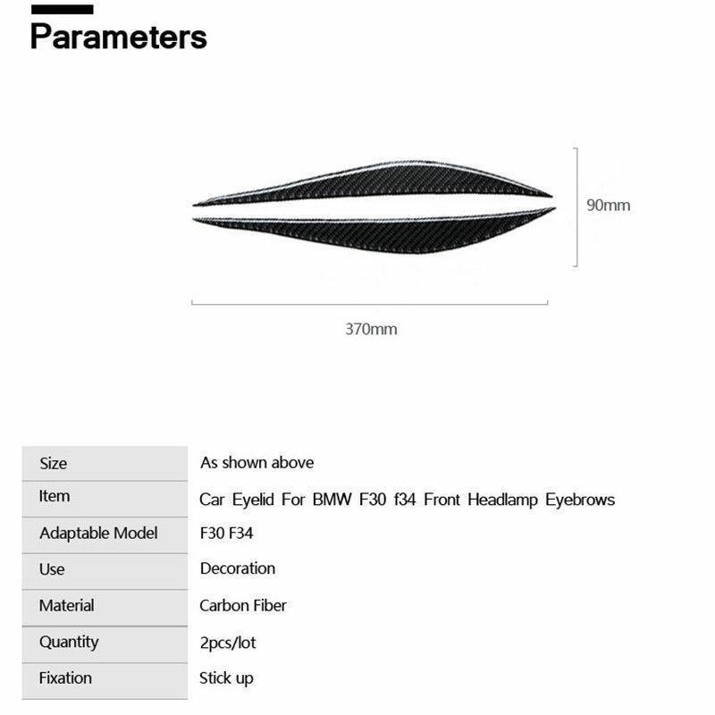 2pcs Carbon Fiber Headlight Eyebrow Eyelid Cover For BMW 3 Series F30 2013-2017 Automobiles Exterior Accessories