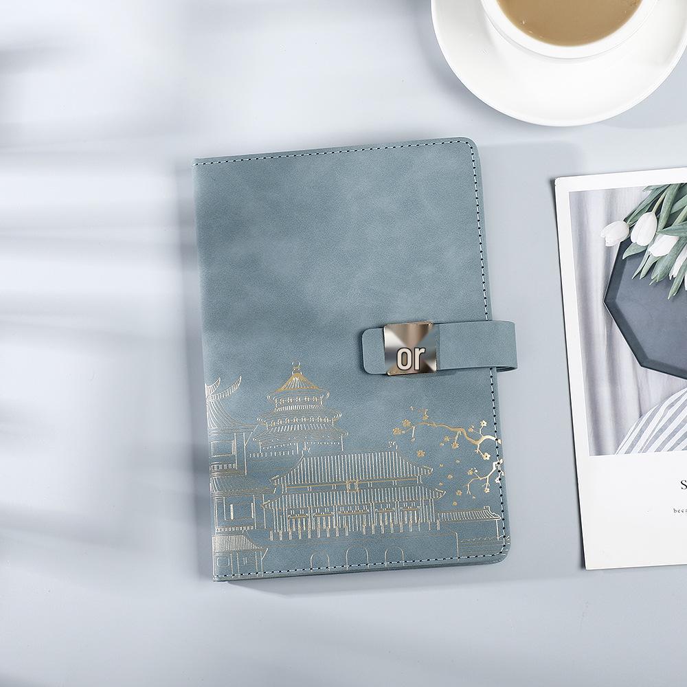 Guochao Anteckningsbok Presentuppsättning: Kinesisk stil mötesprotokollbok inspirerad av Palatsmuseet med logotyp