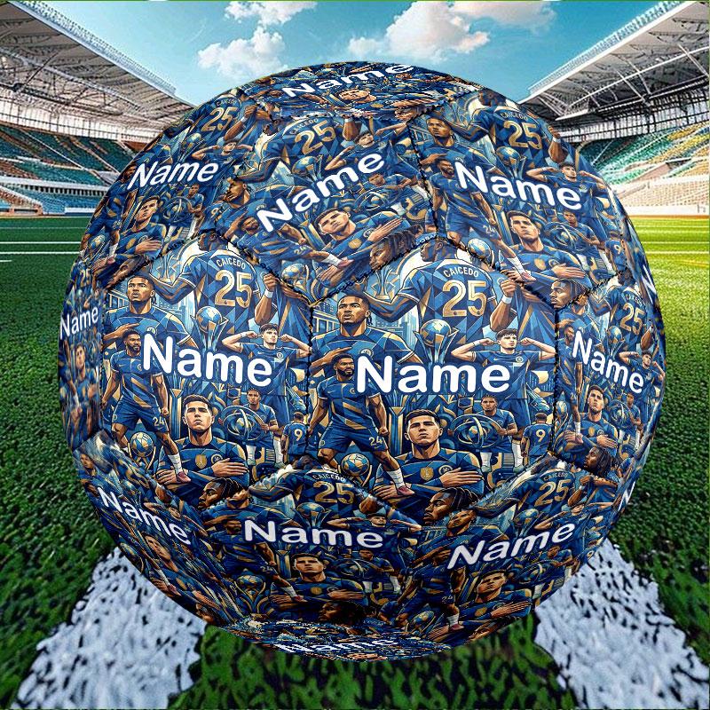 Custom Name Personalized Chelsea Football Club Print Size 5 Soccer Ball Training & Match Football, for Team, Kicking, Gift for Football Enthusiasts