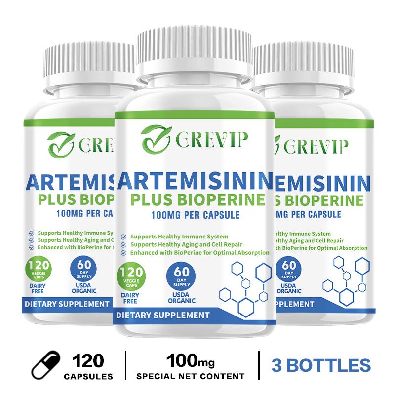 Kapslar med Artemisinin och svartpepparextrakt, 100 mg högt innehåll, lämpliga för både män och kvinnor.