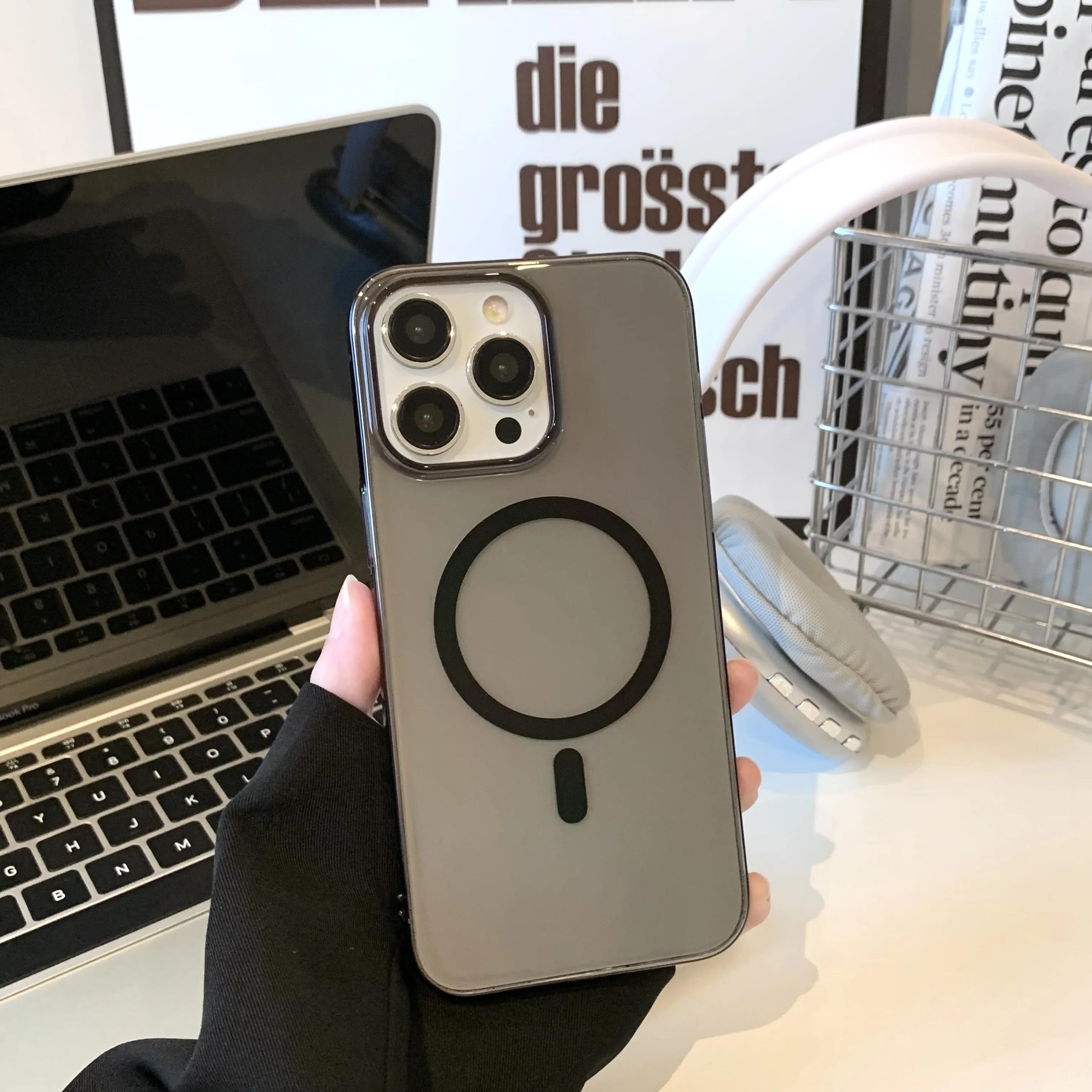 

Ультратонкий прозрачный жесткий чехол из ПК для iPhone 16 15 14 13 12 11 Pro Max Plus Для беспроводной зарядки Magsafe Магнитная прозрачная крышка For iphone 11 Pro