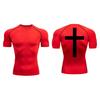 Cross Back Print Compression Shirts for Men Quick Dry Tees Tshirts Tops Gym Workout Running Undershirts Baselayers Rash Guard
