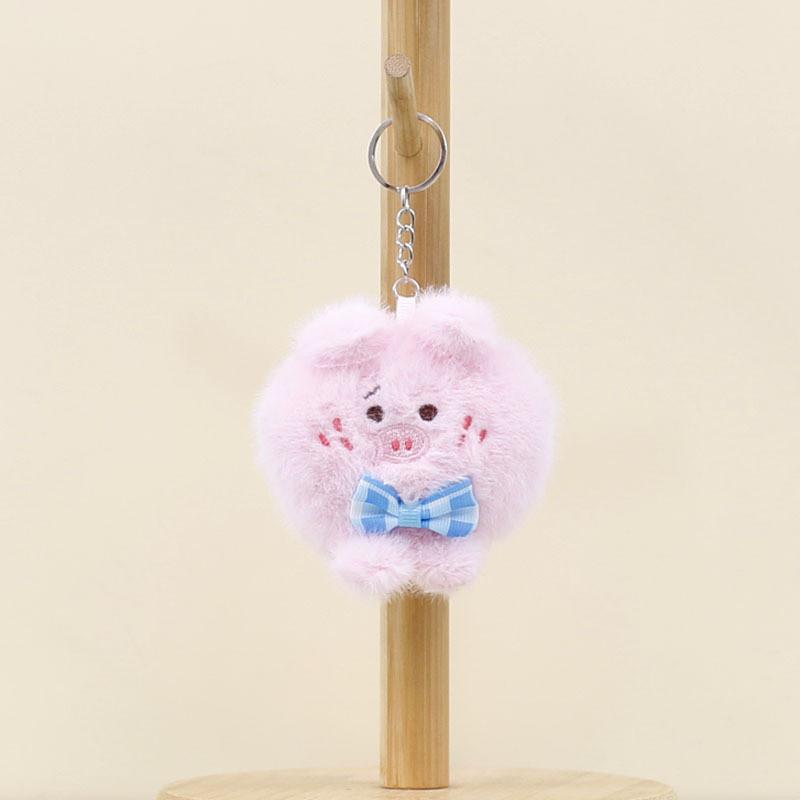 Doll Plush Pig Bow Decorative Keyring Bag Accessories Stuffed Keychain Kids Gift
